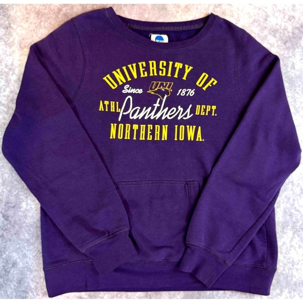 UNI Panthers Sweatshirt Adult Large Purple Northern Iowa NCAA Crewneck Pullover